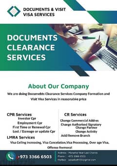 Cr Cpr Documents services Visit visa Bahrain Saudi Dubai+973 3366 6503 0