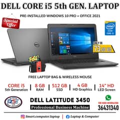 DELL Core i5 Laptop 512GB SSD + 8GB RAM 14" HD Screen FREE BAG & MOUSE