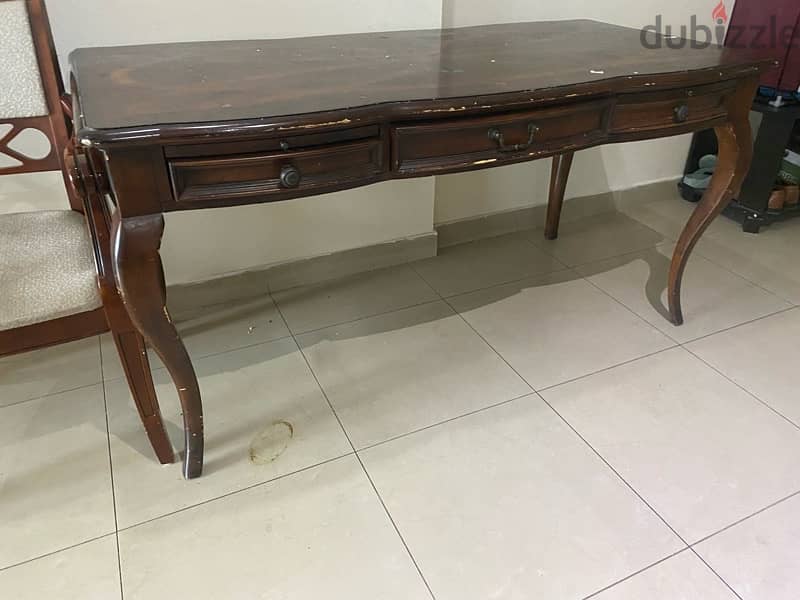 URGENT ! Wooden office / dinning table with 3 chairs 2