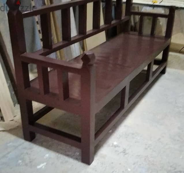 Traditional Arabic wooden bench hand made. 4
