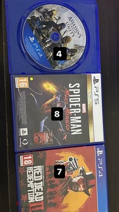 Red dead 2, Assassins Creed Unity, Spider Man Miles Morales