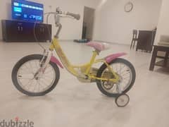 kids girls yellow and pink cycle in excellent condition