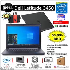 Dell Laptop Core i5 2.20Ghz 5th Gen RAM 8GB SSD 256GB 14"Screen 63. BD 0