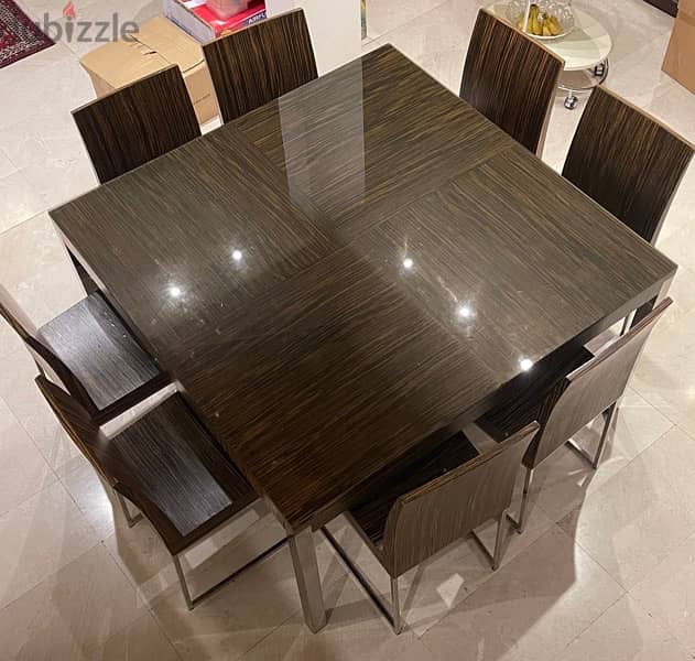 Dining table with 8 designer chairs complete set 2