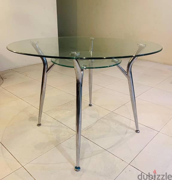 Double layer Tempered glass dining table 0