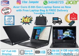 ACER Laptop Core i5 6th Gen 8GB RAM Same New With FREE BAG, Delivery 0
