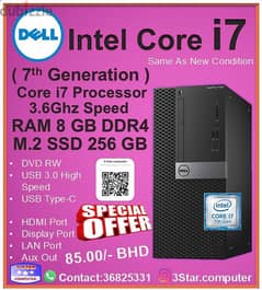 Dell Core I7 7th Generation Limited Offer Desktop PC 8GB RAM 256GB SSD 0