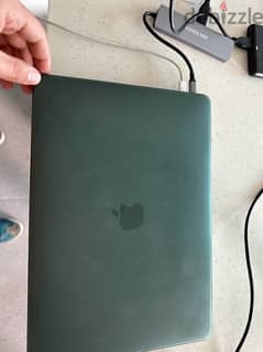 macbook air M1 256 gb along with dark green cover and usb input (45bd)