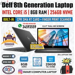 DELL 8th Generation Core i5 Laptop 8GB Ram & 256GB M. 2 SSD CPR Reader 0