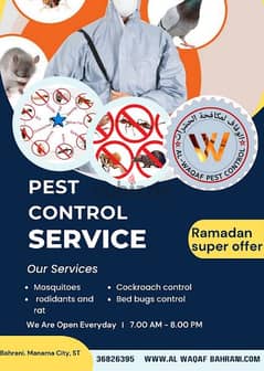 Book Your Appointment Alwaqaf pest control services Ramadan offer 7 BD 0