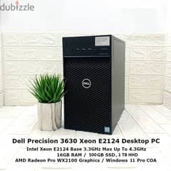 Precision 3000 Series 3630,Intel Xeon E-2124G,  Radeon WX2100 3.4GHz 0