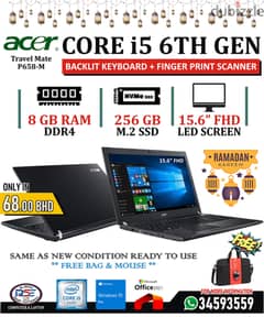 ACER Core i5 Laptop 6th Generation 15.6" HD Screen 8GB RAM + 256GB M. 2 0