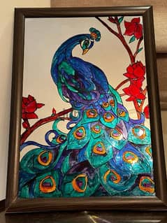 لوحة طاووس رسم يدوي