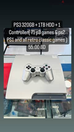 PS3 Slim + 1 controller + 1TB with full Games