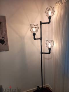 Custom made retro industrial style floor lamp with foot switch