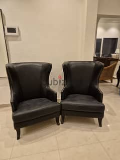 two Leather Black Chair