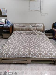 QUEEN SIZE LEATHER CUSHION BED WITH MATTRESS