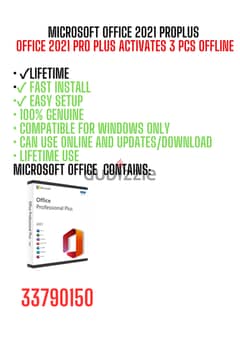 Office 2021 Pro Plus Activates 3 PCs Offline