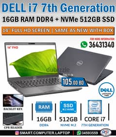 DELL Core i7 7th Generation Laptop Same as New 16GB RAM & 512GB M2 SSD 0