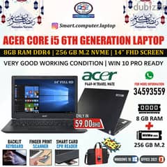 ACER Core i5 Laptop 6th Generation 14" FHD Screen 8GB RAM + 256GB M. 2