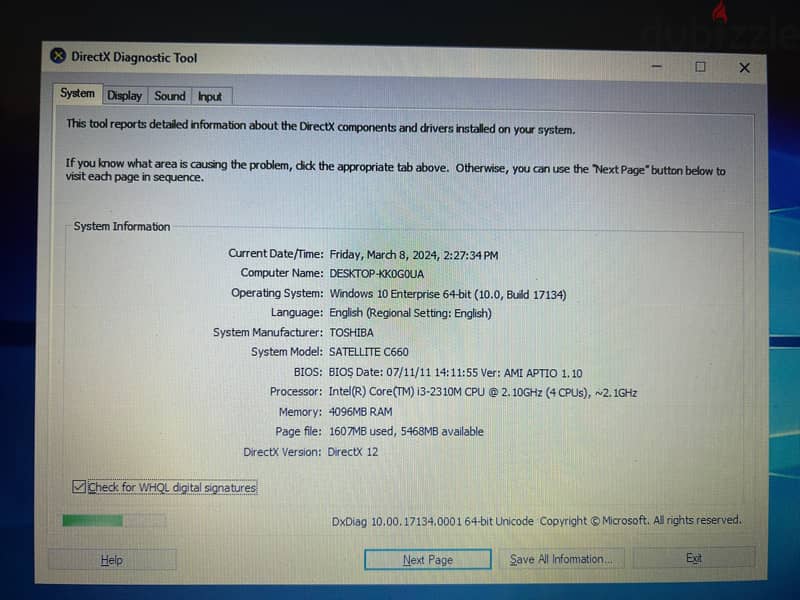 15.6 Inches Toshiba Satellite C660 Laptop i3 4GB RAM 512GB HDD 5