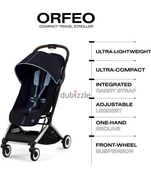 Cybex Orfeo Ultra-Lightweight Travel Stroller Ocean Blue 1