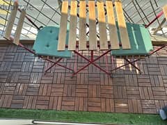 outdoor garden table-chair & wood floor set
