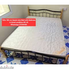 Steel bed with mattress and other items for sale with Delivery