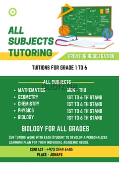 Tuitions for grade 1 to 5     Biology for all grades