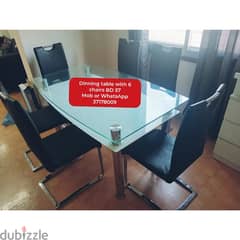 6 chairs Dinning table and other household items 4 sale with delivery