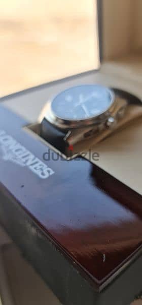 Longines Lungomare black military date dial chronograph watch & box 4