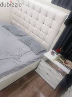 White double Bed with big Foam and 1 Side table 0