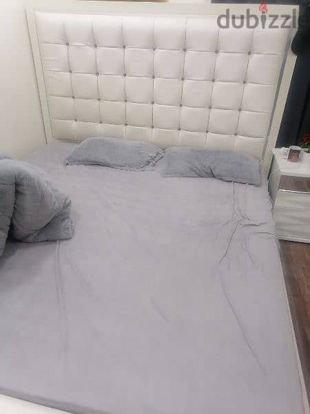White double Bed with big Foam and 1 Side table 2
