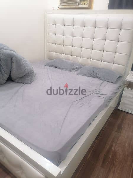 White double Bed with big Foam and 1 Side table 3