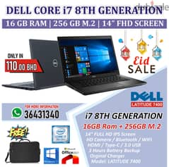 DELL Core i7 8th Generation Laptop 16GB RAM + 256GB M2 SSD 14" FHD LED