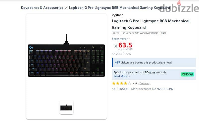 logitech G pro RGB Mechanical gaming keyboard 0