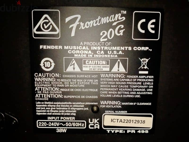 Fender Frontman 20G Guitar amplifier 3
