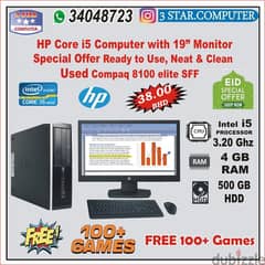 HP Core i5 FREE 100+ Games Computer Set 19" Monitor Ready to Use 0