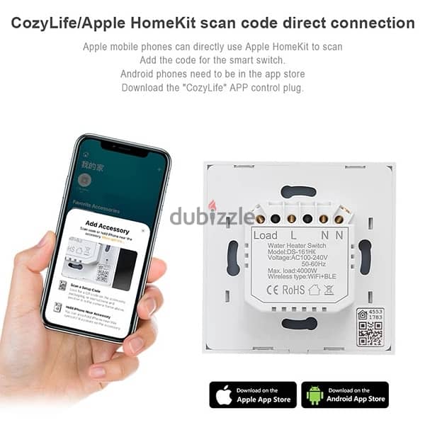 20A Smart Home Automation Water Heater with HomeKit WiFi Touch Panel 2