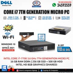 DELL Core i7 7th Generation Micro WIFI PC 16 GB Ram 256GB SSD+500GB HD