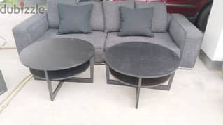 Three sitter sofa use one and two round table