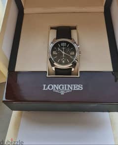 Longines Lungomare black military date dial chronograph watch & box 0