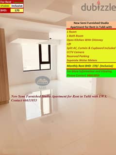 New Semi Furnished Studio Apartment for Rent in Tubli with EWA. 0