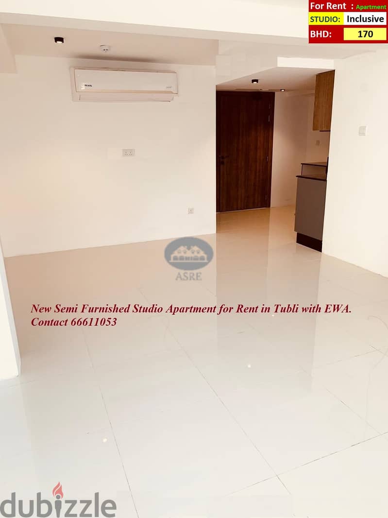 New Semi Furnished Studio Apartment for Rent in Tubli with EWA. 1
