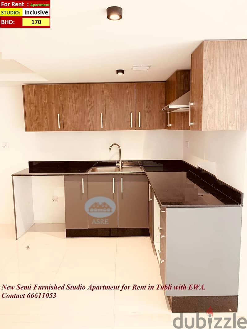 New Semi Furnished Studio Apartment for Rent in Tubli with EWA. 2