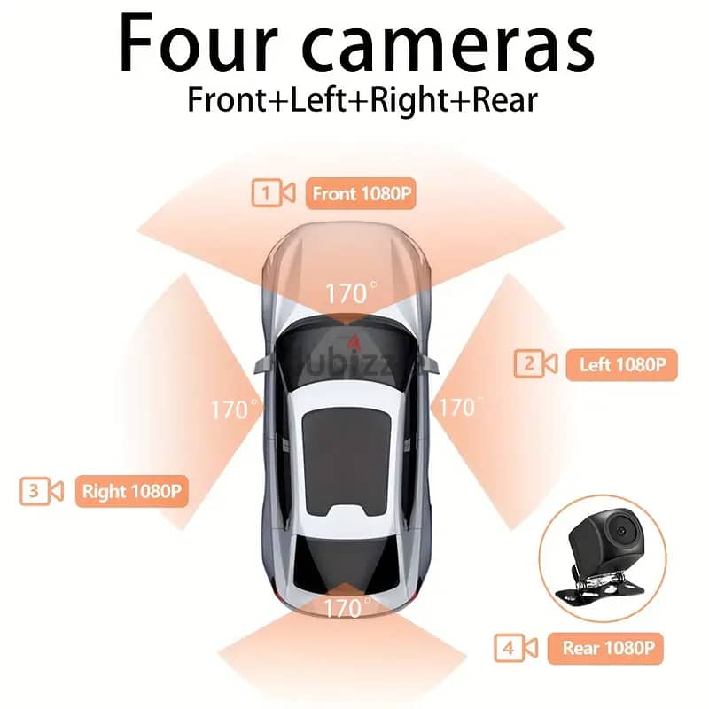4 Cameras 4 Channel 360 Degree Car Dvr Dash Cam With Wifi FHD 5