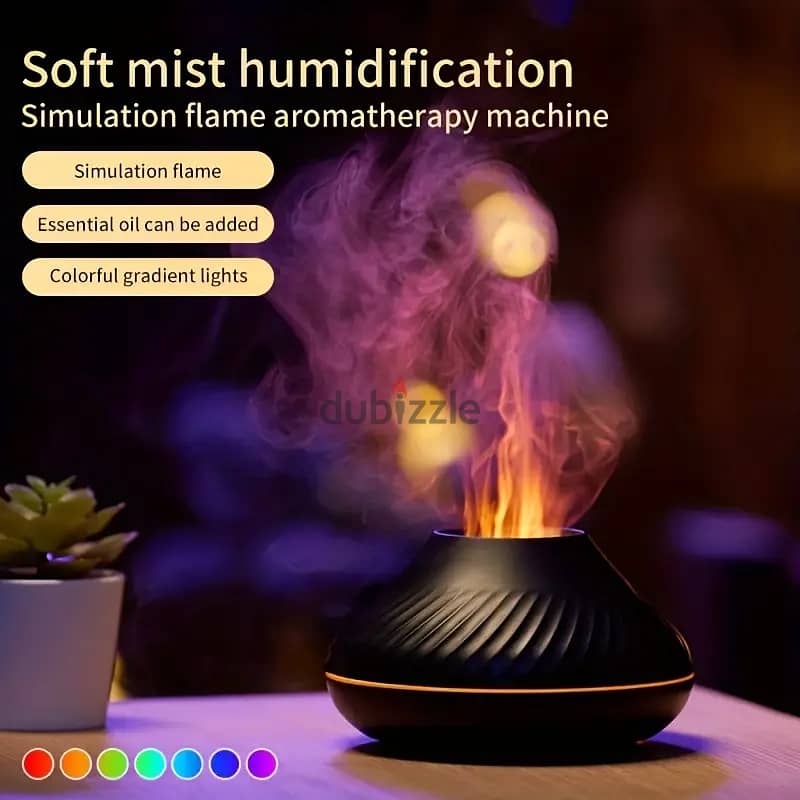 USB Portable Room Mini Led Fire Flame Cool Mist Air Humidifier Aroma E 4