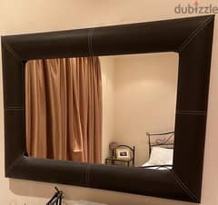 large leather frame brown mirror 106 x 86cm