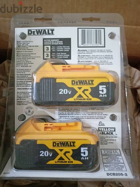 DeWalt 2 Pack Batteries 20V 5AH Mode DCB205-2 1