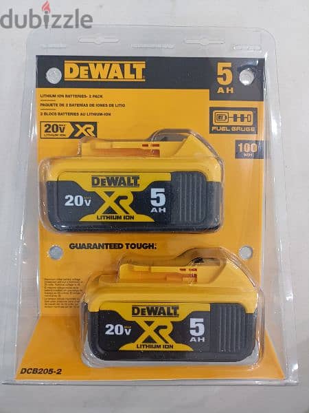 DeWalt 2 Pack Batteries 20V 5AH Mode DCB205-2 2